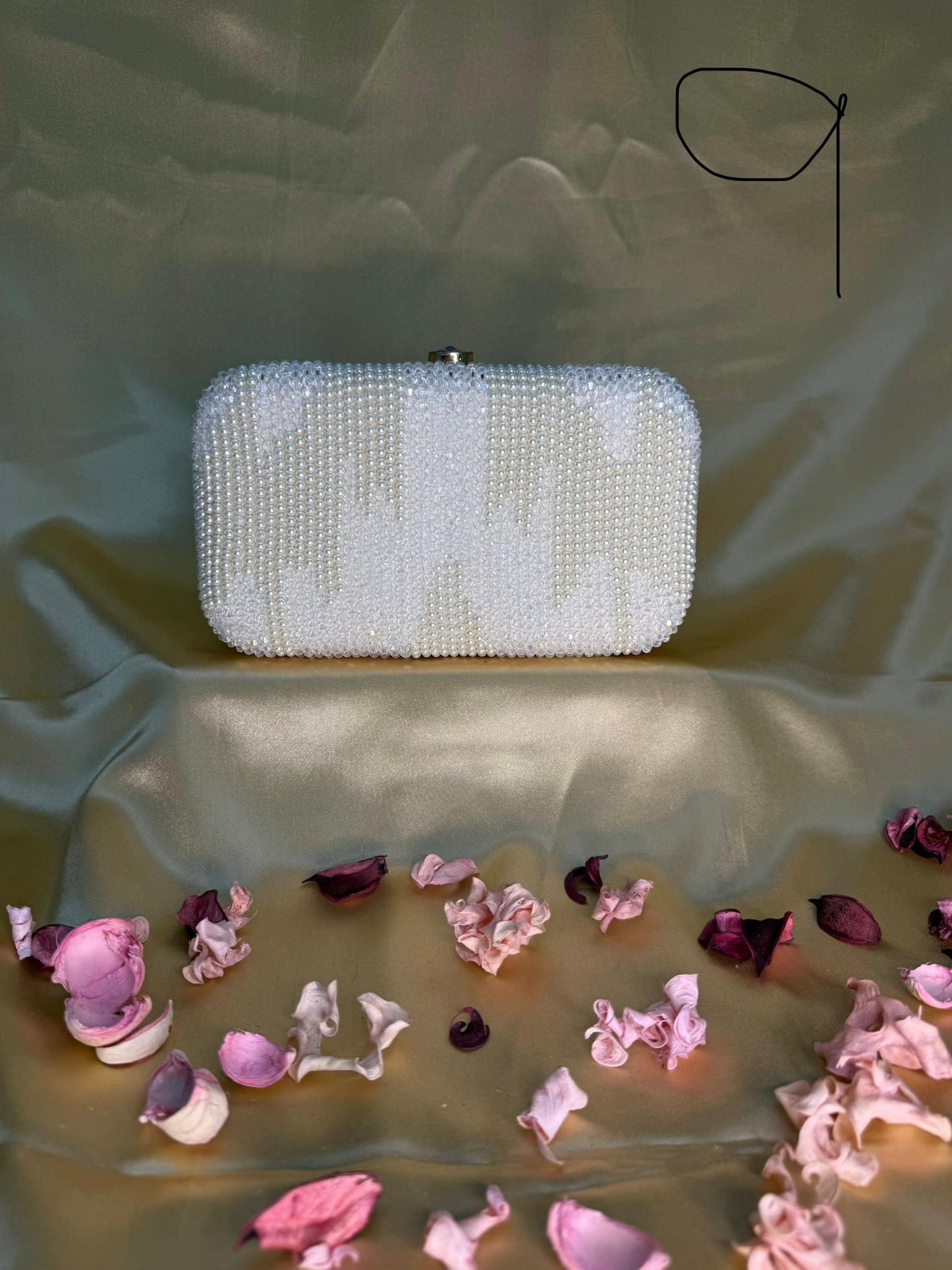 Ivory Pearl Éclat Clutch | Handcrafted Pearl & Bead Evening Clutch for Women
