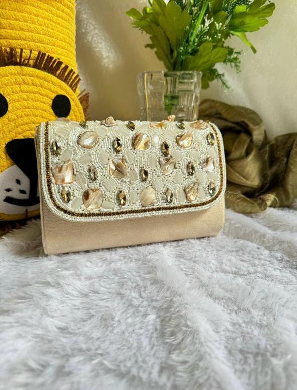 Sana Embellished Mother of Pearl Clutch