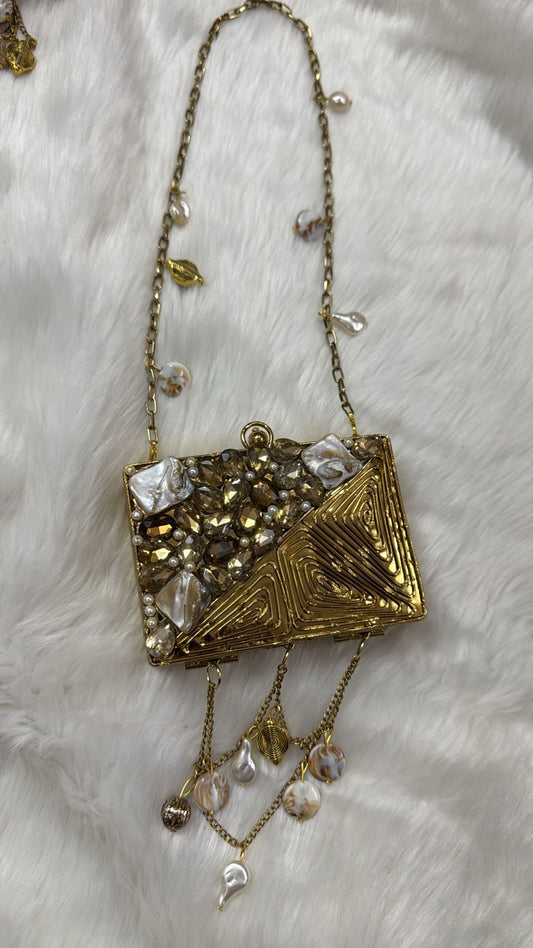 Burj Embellished Agate Stone Clutch