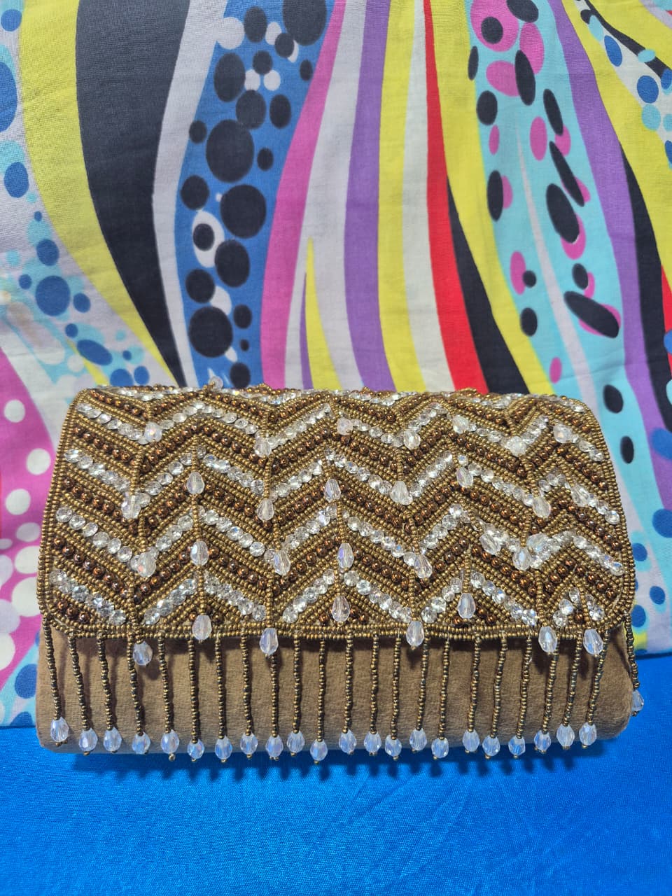 Rosa Beaded Flap Over Clutch Bag