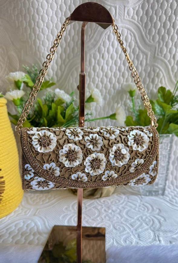 Glitz Golden Hand Embroidered Party Bag