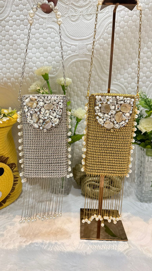 Silver Oxidized Plated Brass Phone Bags