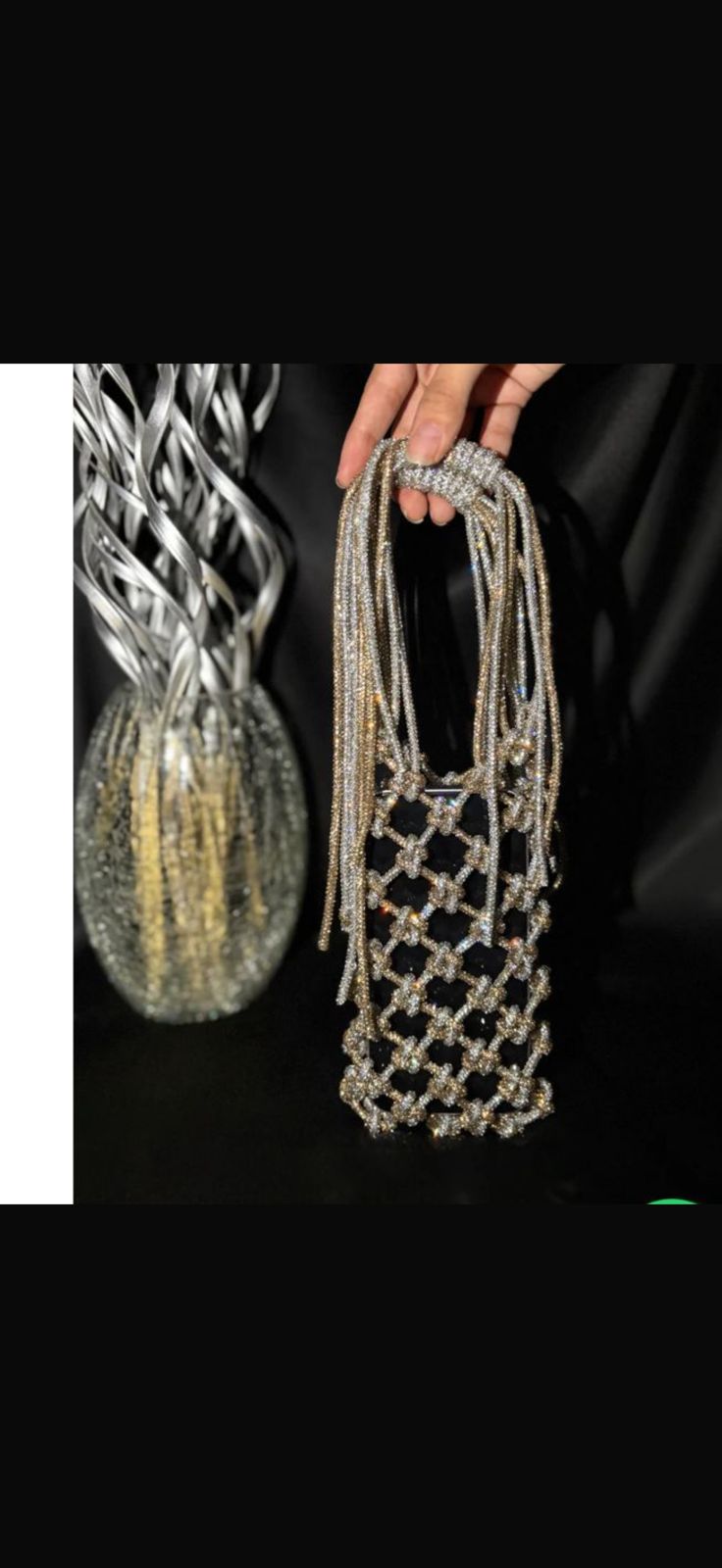 Silver Diamond Macrame Phone Pouch (Silver Diamond Sling Bag)