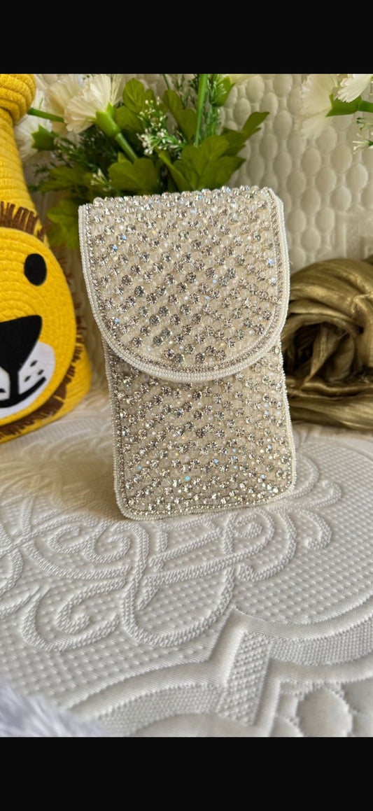 Mini Stone Kundan Mobile Clutch