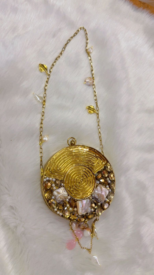 Burj Embellished Agate Stone Clutch